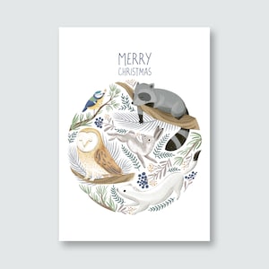 Postkarte Weihnachten / Wintertiere