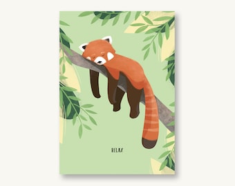 Postkarte "Relax" roter Panda