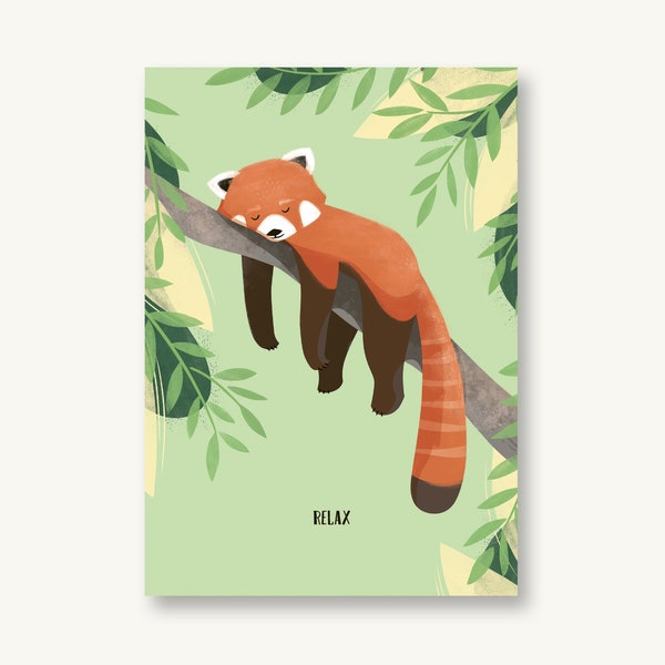 Postkarte "Relax" roter Panda