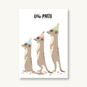 Postkarte Geburtstag Konfetti Erdmännchen