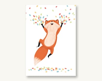 Postkarte Geburtstag Konfetti Fuchs