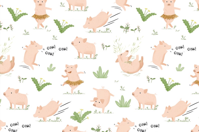 Wrapping paper happy pig image 2