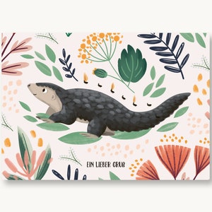 Postkarte Pangolin Ein lieber Gruß