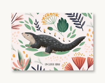 Postkarte Pangolin Ein lieber Gruß