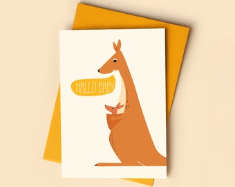 greeting card for birth - Hello baby yellow