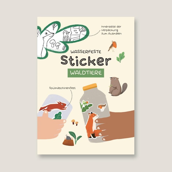 Waterproof and dishwasher safe stickers forest animals