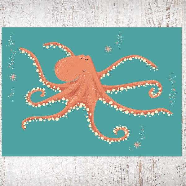 Postkarte Krake, Octopus