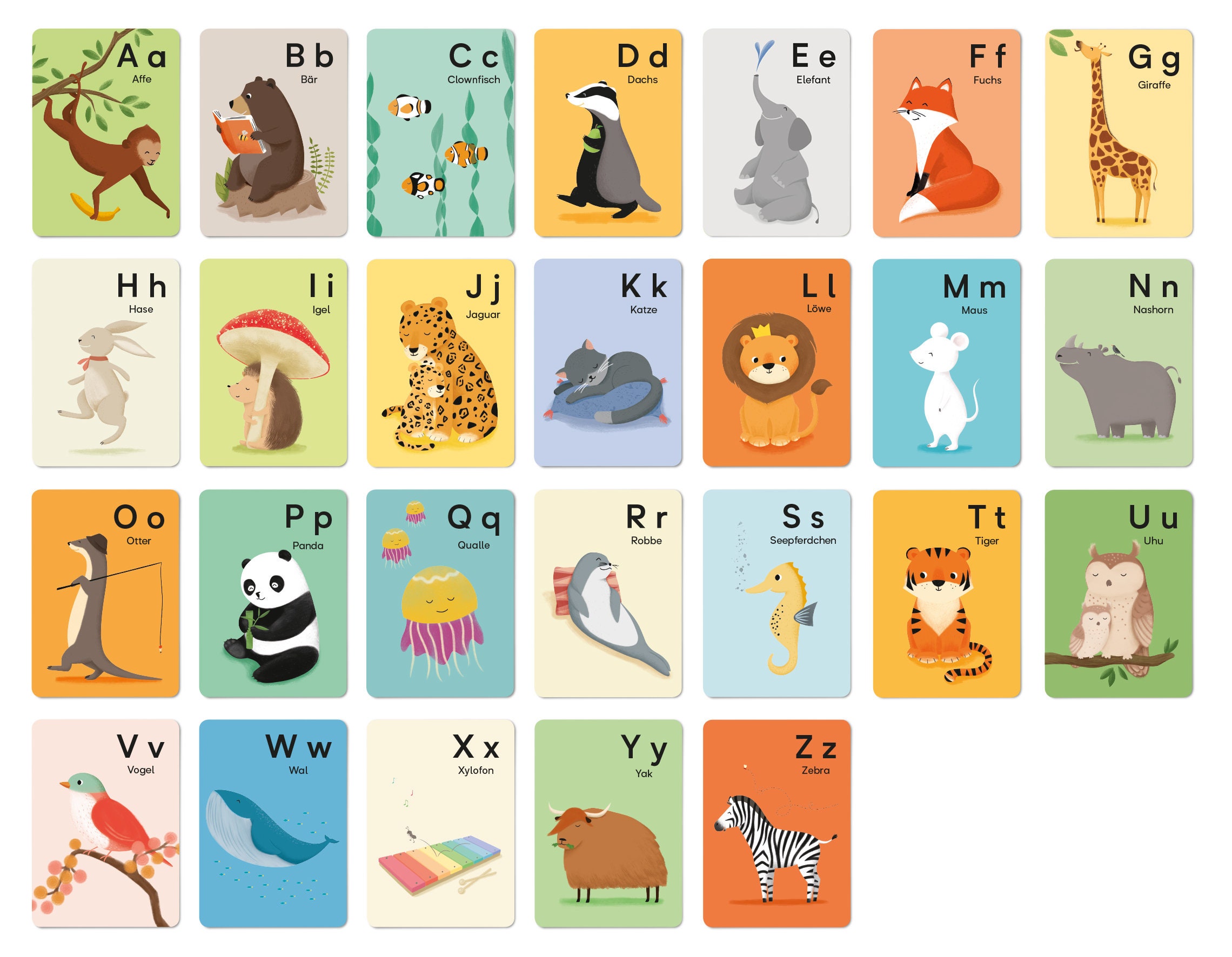 ABC Alphabet Karten Set DIN A6 105 x 148 mm - Etsy