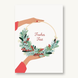 Postkarte Weihnachten Kranz