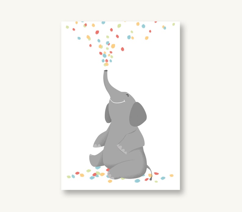 Postkarte Geburtstag Konfetti Elefant Bild 1