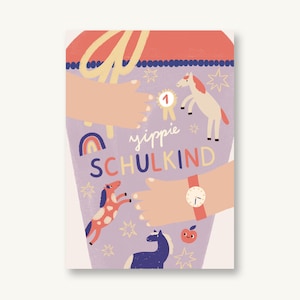 Caballos de bolso escolar postal