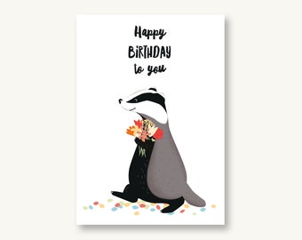 Postcard Birthday Confetti Badger