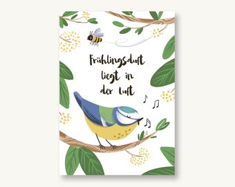 Postcard Spring Scent Blue Tit