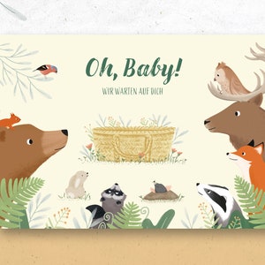 Postkarte Oh Baby! Wir warten auf dich / Ankündigung / Schwangerschaft / Vorfreude
