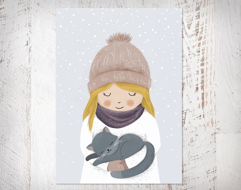 spring summer autumn winter girl  Postcard set image 4