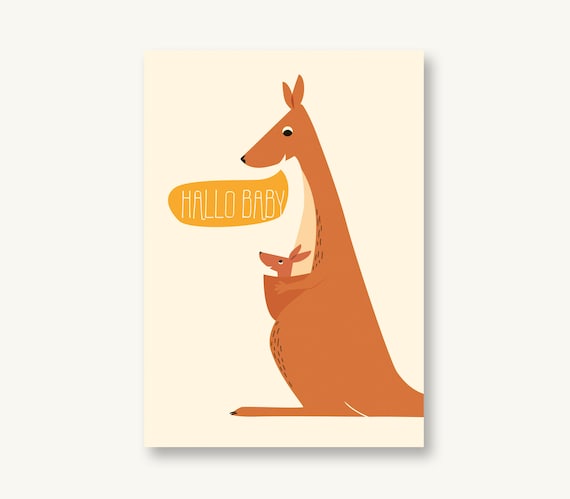 Postcard Hello Baby Kangaroo - Etsy