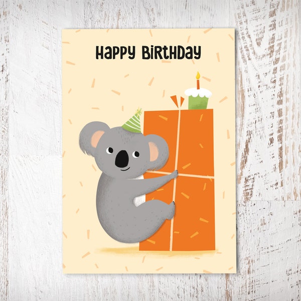 Postkarte happy birthday - Koala