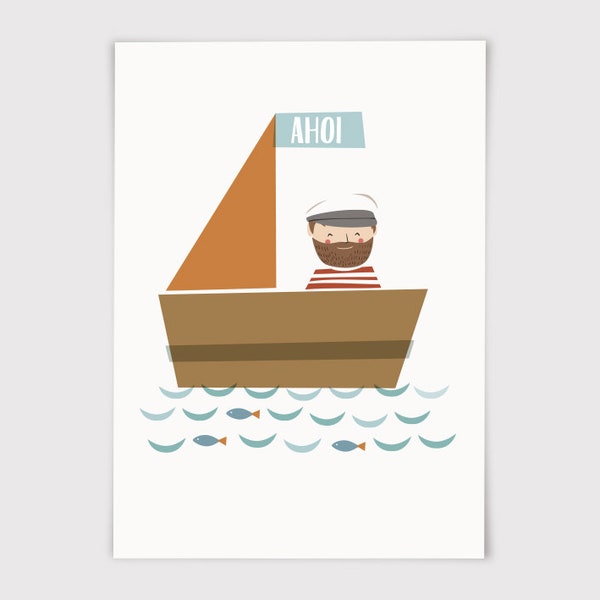 Postkarte "AHOI" Kapitän