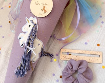 Schultüte Einhorn lila glitzer I Zuckertüte Mädchen I Einschulung I