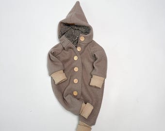 Walkoverall, Winteroverall Beige Leo I Winteranzug I Wollwalkoverall