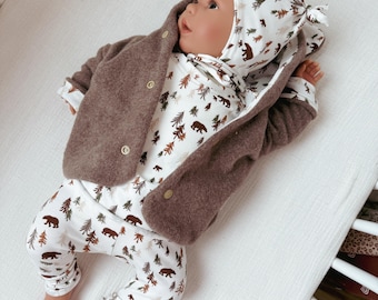 Newborn-Set, Erstlingsset , Neugeborenen Outfit, Babyoutfit, Home-Outfit, Homecomingoufit, Neugeborenenset Waldtiere