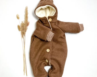 Walkoverall, Winteroverall camel/ innen mit kuscheligem Teddyfell