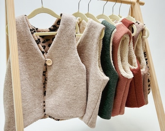 Walkweste mit Teddyfell gefüttert mehrere Farben I 100% Schurwolle I  Kind Junge Mädchen Unisex