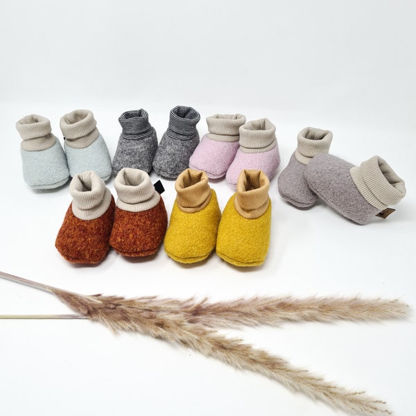 Walkpuschen | Schuhe aus Wolle in taupe, mint, grau, rost, rosa und ocker
