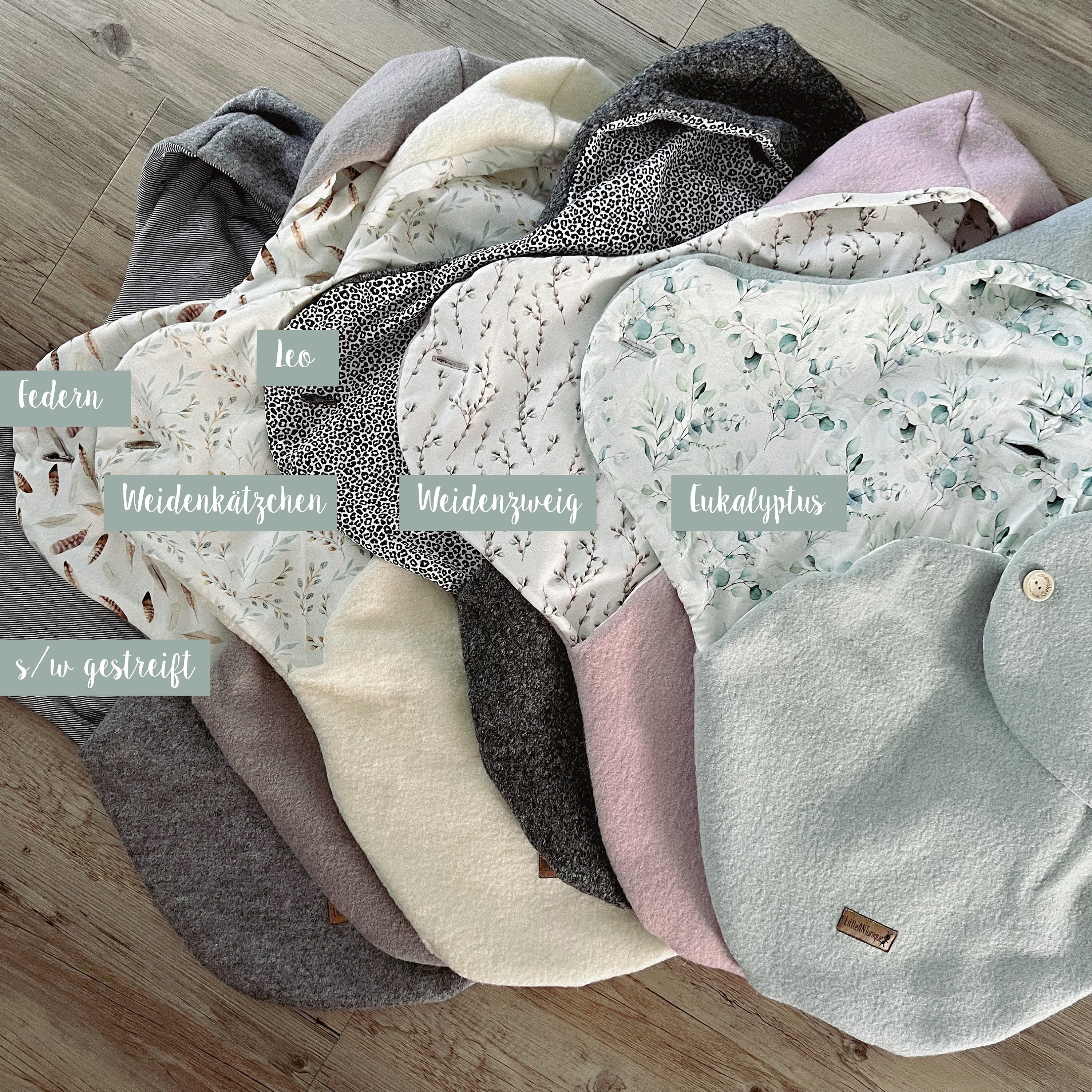Einschlagdecke bzw. Pucksack für Babyschale mit Reißverschluss | Premium  Baumwolle