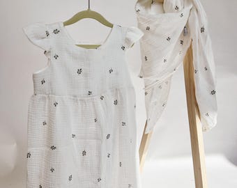Premium Kleid Baumwoll-Musselin Leaves