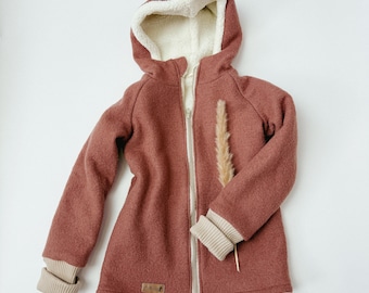 Walkjacke, Wintermantel, Winterjacke Lehmrosa / innen mit kuscheligem Teddyfell