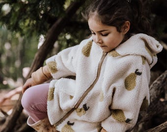 Teddyjacke Birnen I Winterjacke Teddy I Wintermantel Teddy I Kind Junge Mädchen Unisex