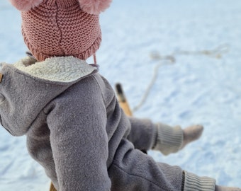 Walkoverall, Winteroverall taupe/ innen mit kuscheligem Teddyfell