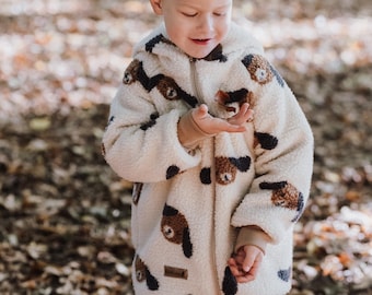 Teddyjacke Dackel I Winterjacke Teddy I  Wintermantel Teddy I  Kind Junge Mädchen Unisex