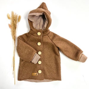 Walkjacke, Wintermantel camel, innen gestreift