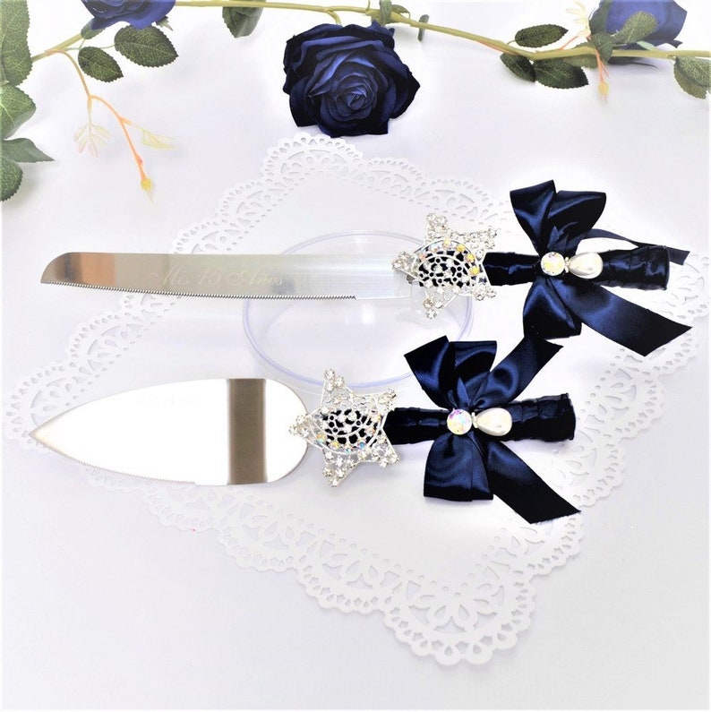 Quinceanera Cake Server & Knife Set with Star Rhinestone Etsy