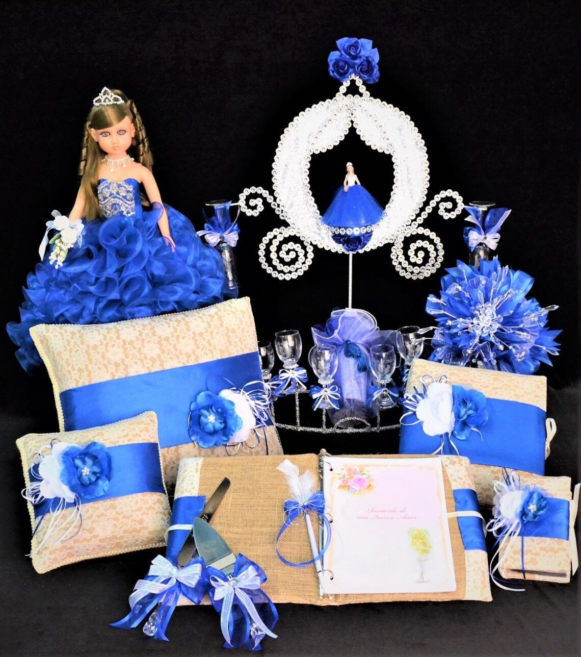 Royal Blue Quinceanera Package Toasting Set Doll Pillows Etsy