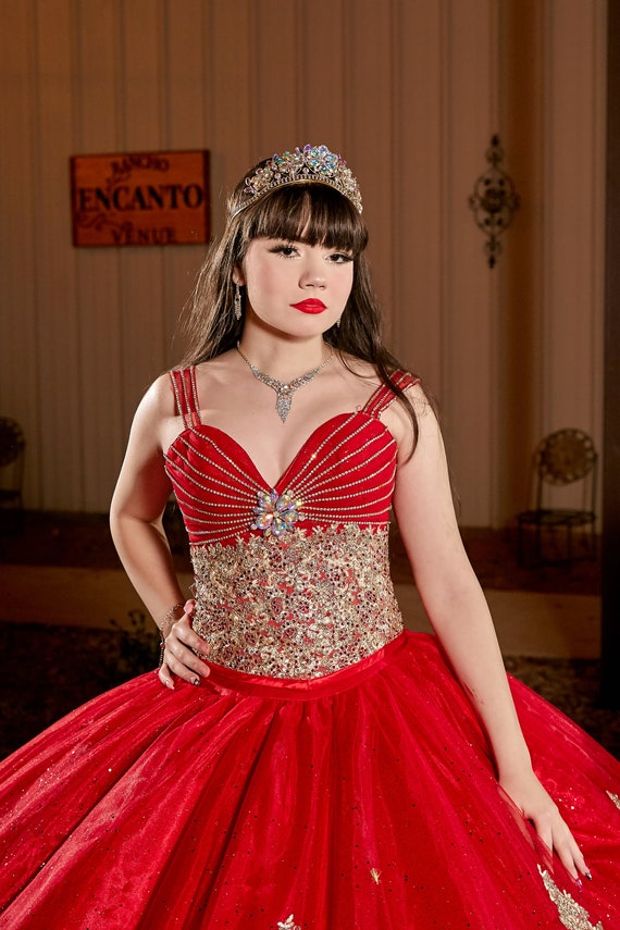 Vestido de Quinceañera Roja 2037 - Etsy España Vestido de Quinceañera Roja 2037 - Etsy España