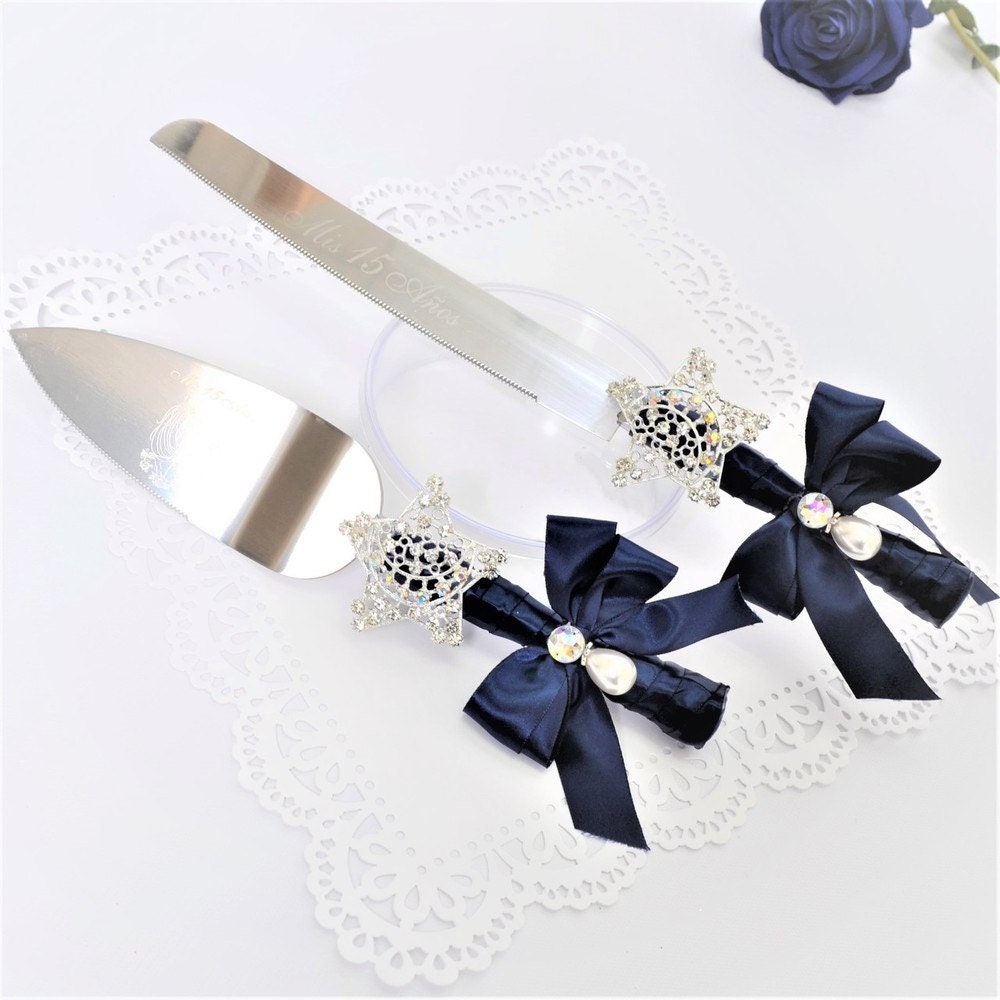 Quinceanera Cake Server & Knife Set with Star Rhinestone Etsy