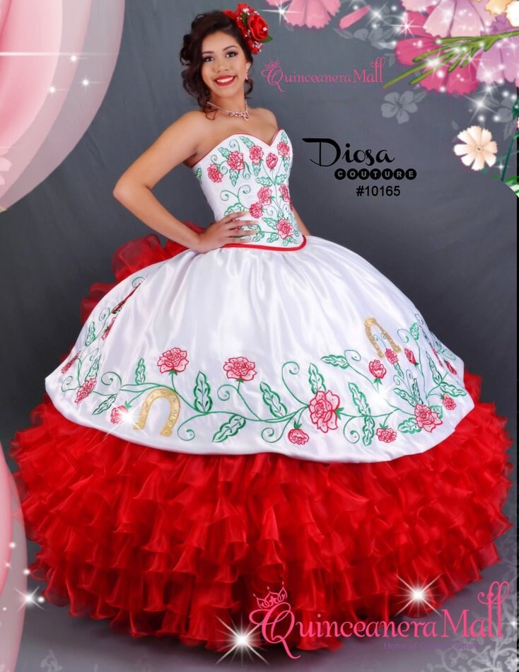 Vestido de Charra con rosas rojas 10165QM | Etsy México