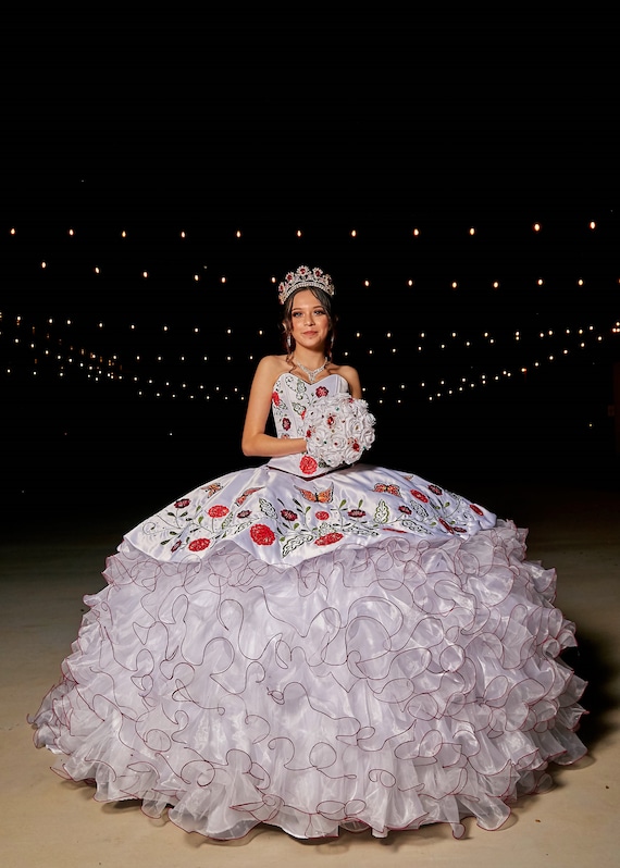 Butterfly and Flowers Quinceanera Dress 