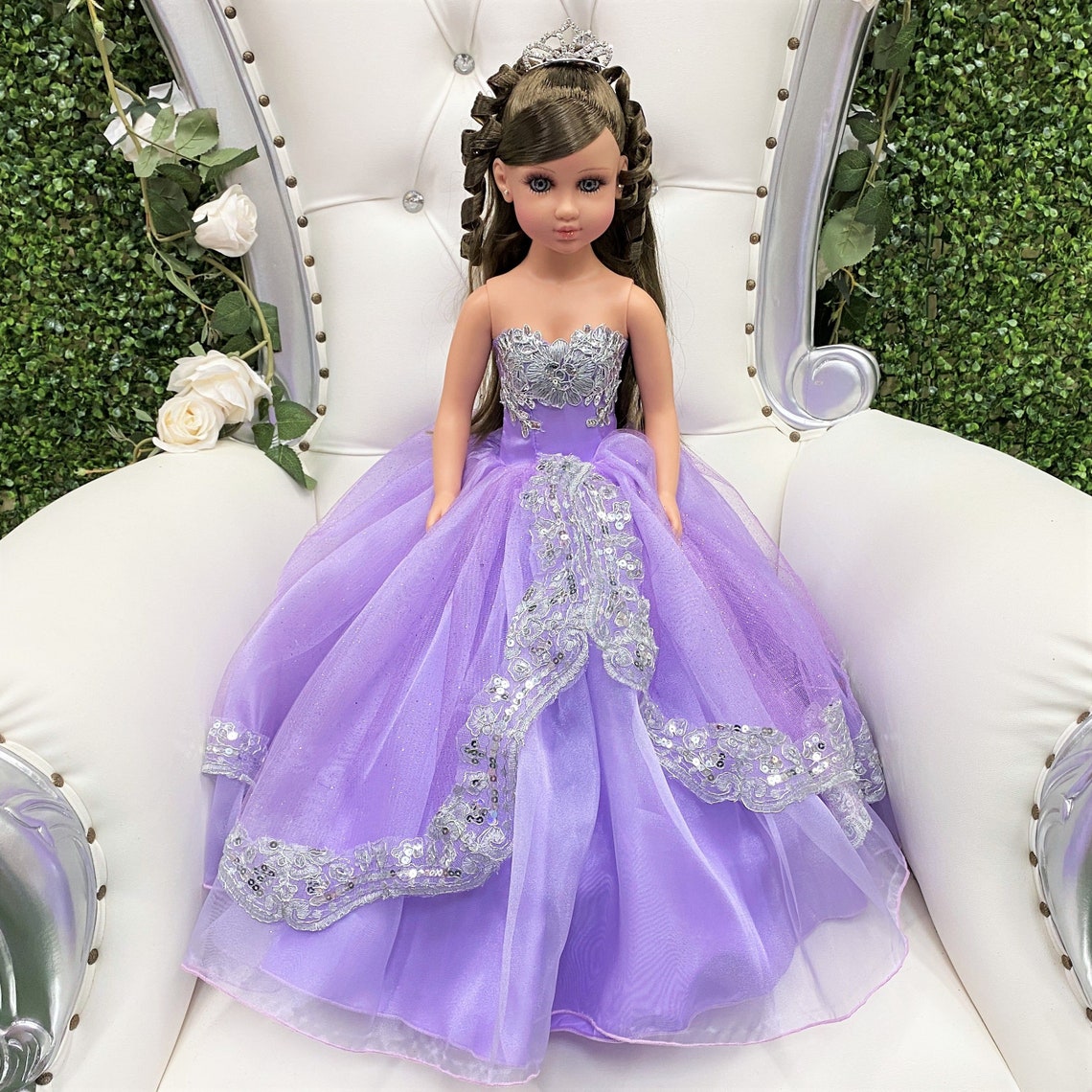 20 Purple Quinceanera Doll With Silver Shiny Lace QD95 Etsy