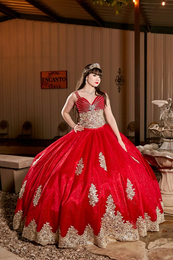 Vestido de Quinceañera Roja 2037 - Etsy España Vestido de Quinceañera Roja 2037 - Etsy España