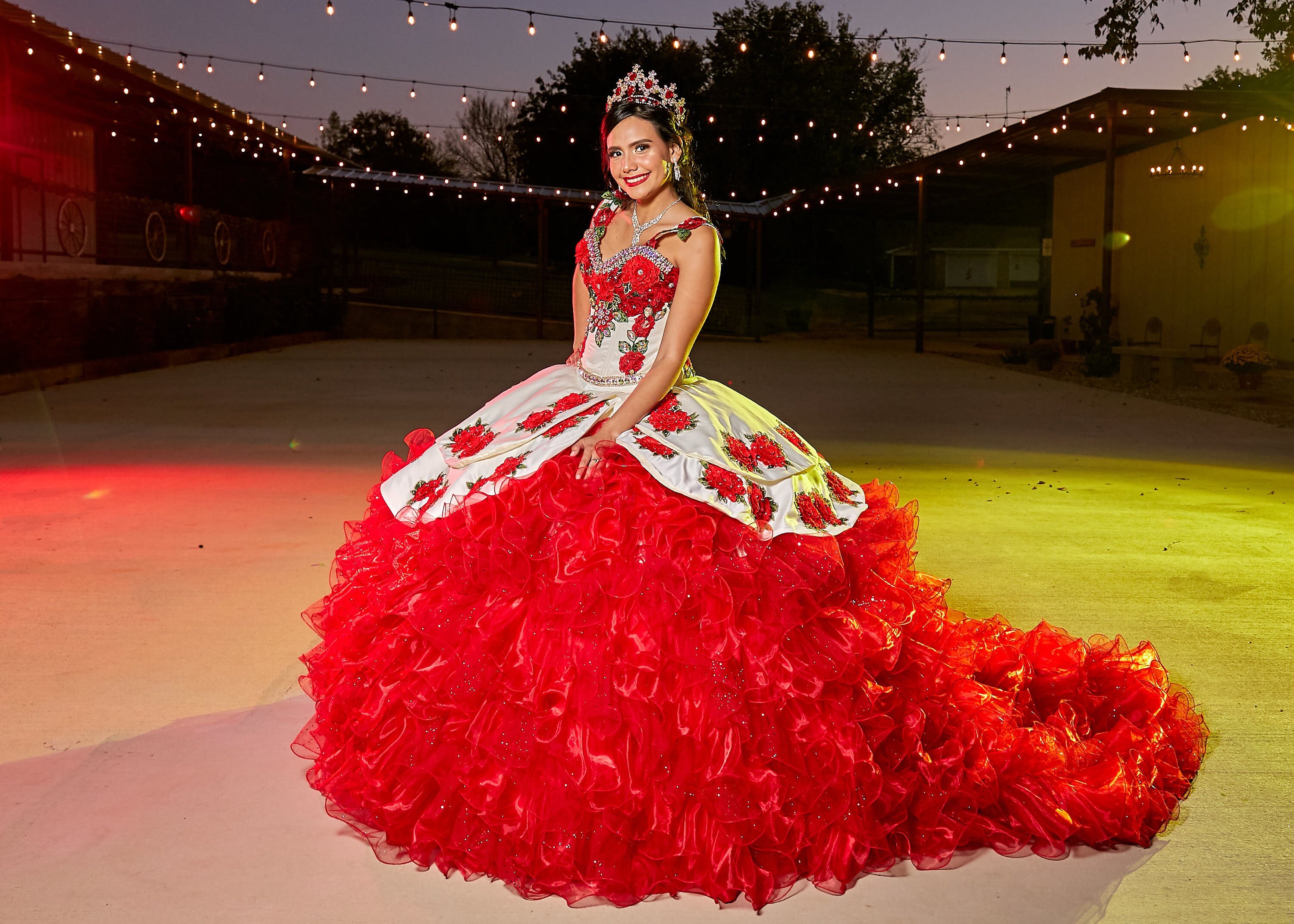 White With Red Roses Quinceanera Dress 2034 Etsy