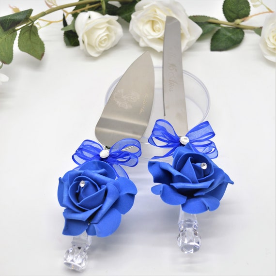 Royal Blue Quinceanera Decorated Cake And Knife Server Set Etsy