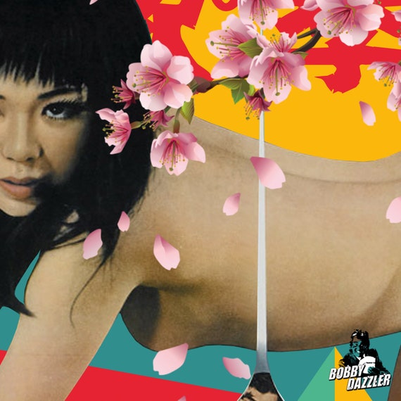 Blossom Girl Porn - JAPANESE Cherry Blossom 70s PORNO Print - Mash-Up Design - Urban Art Print  Limited Ed - Awesome Gift!