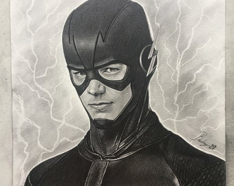 Original pencil portrait of Flash, size A4 (21.00 x 29.70 cm) ( artwork - portrait - original - print - draw )