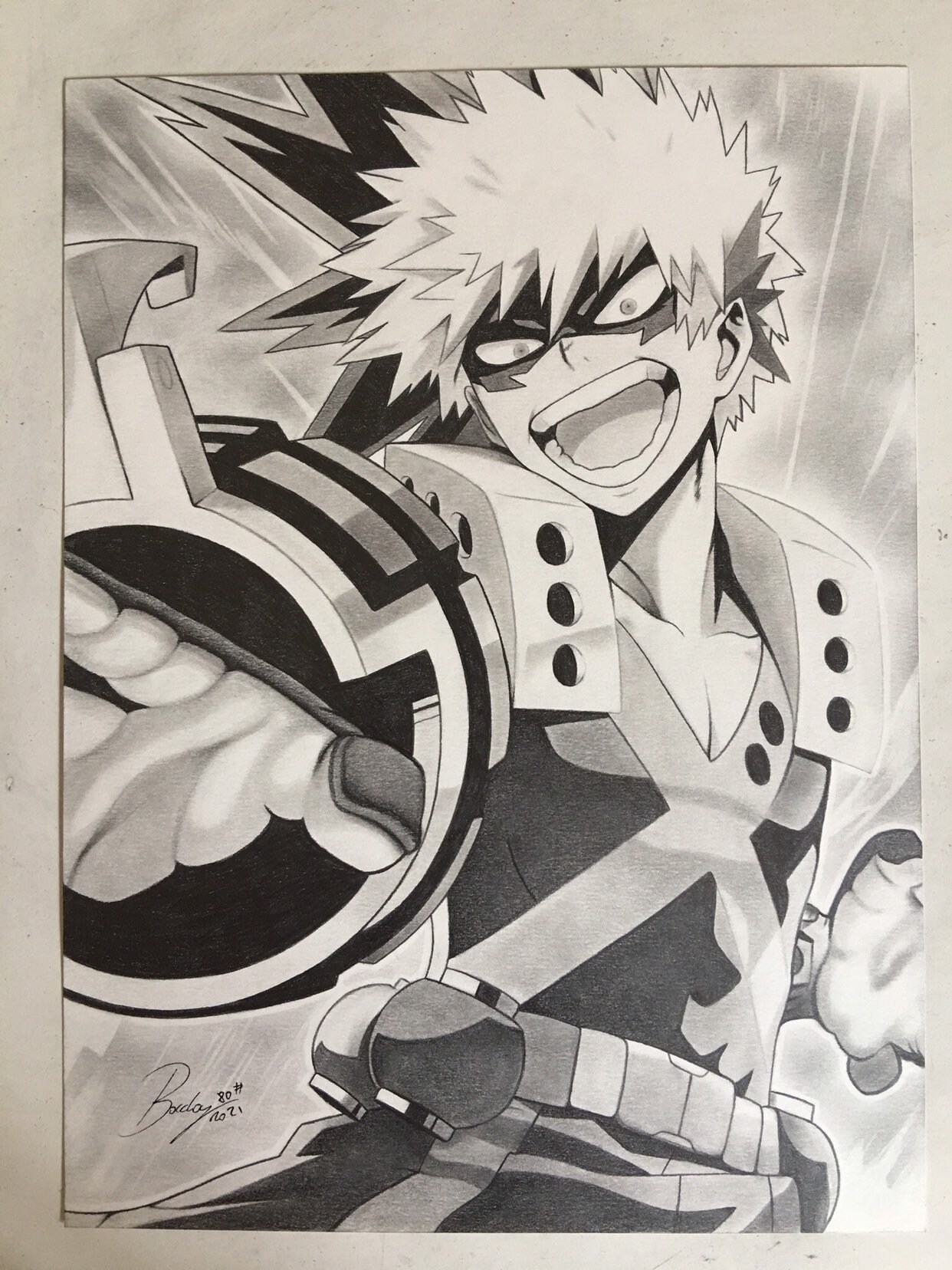 My Hero Academia-original graphite pencil drawing of Izuku Midoriya -  .br