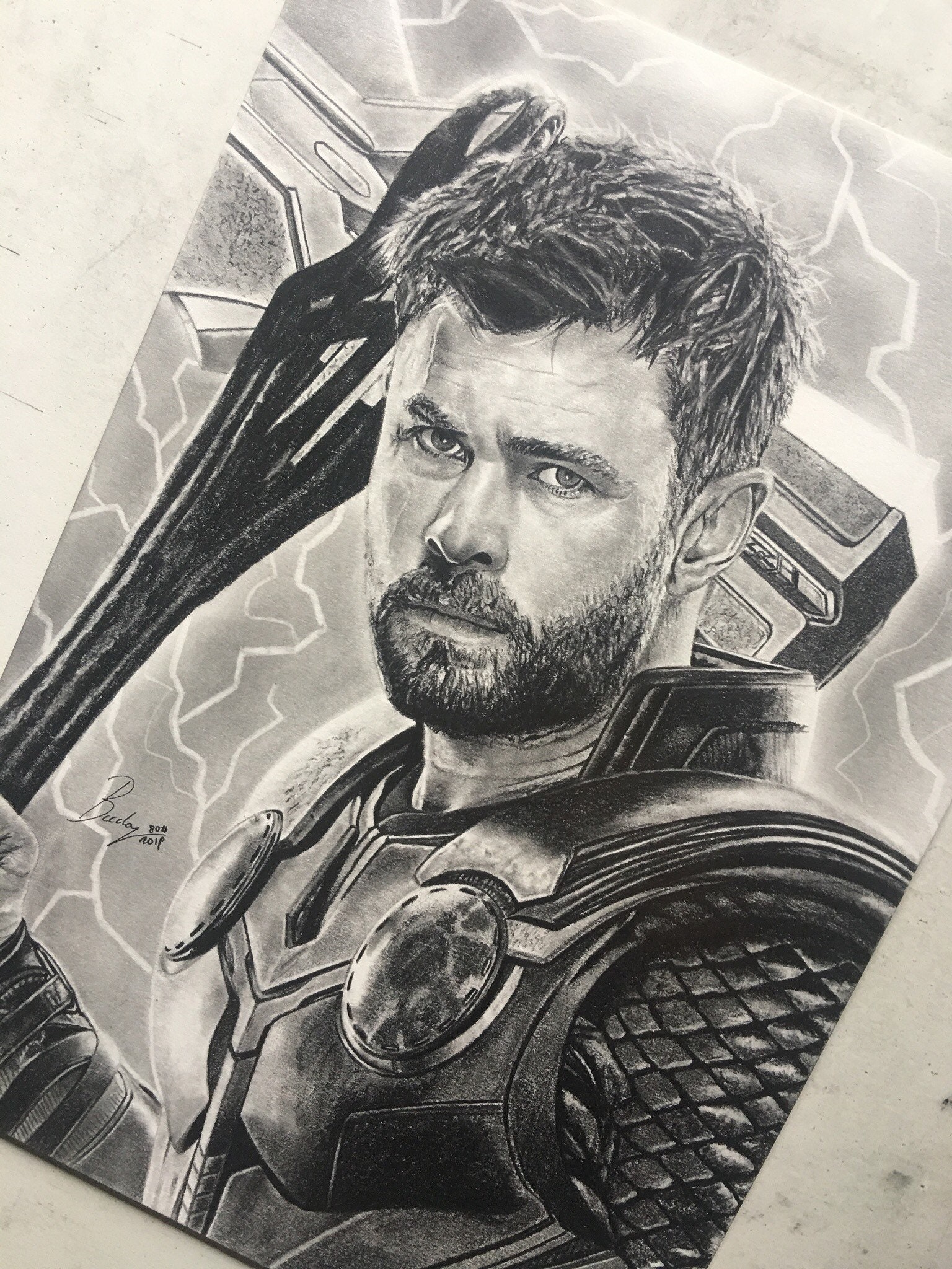 Original Pencil Portrait of Thor Size A421 X 29.70 Cm Etsy
