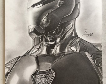 Bada80 exclusive art collection-original graphite pencil drawing of Ironman